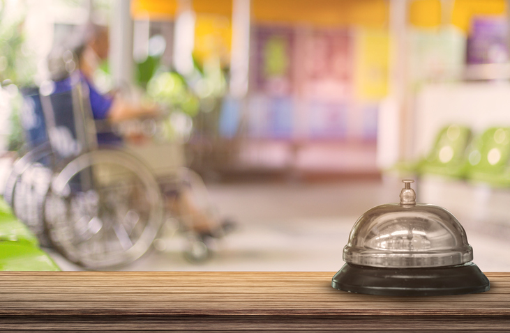 Hotekl bell vintage with wheelchair blurred background